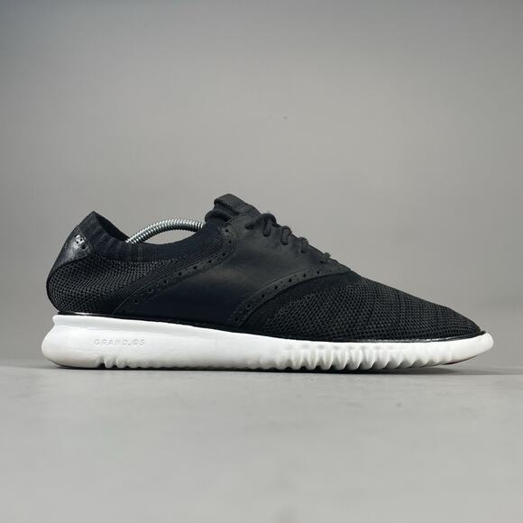Cole Haan Black Knit Leather Wingtip Oxford with White Sole main image 5
